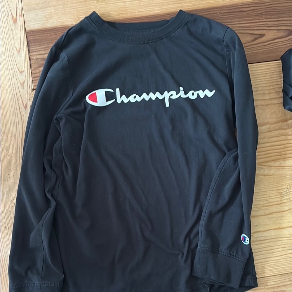 Champion Black Long Sleeve Tee with Iconic Logo
